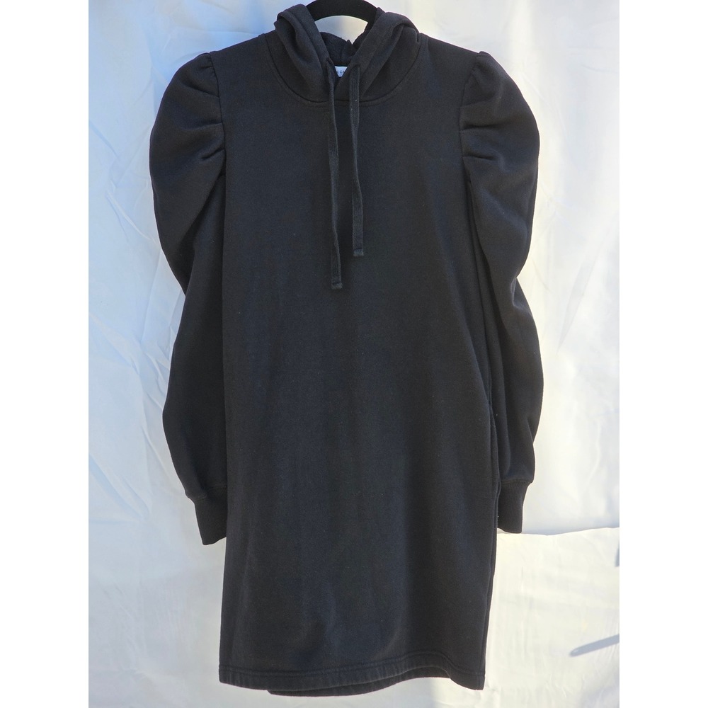 Rebecca Minkoff Black Puff Sleeve Hoodie Dress Womens XS Sweatshirt Mini